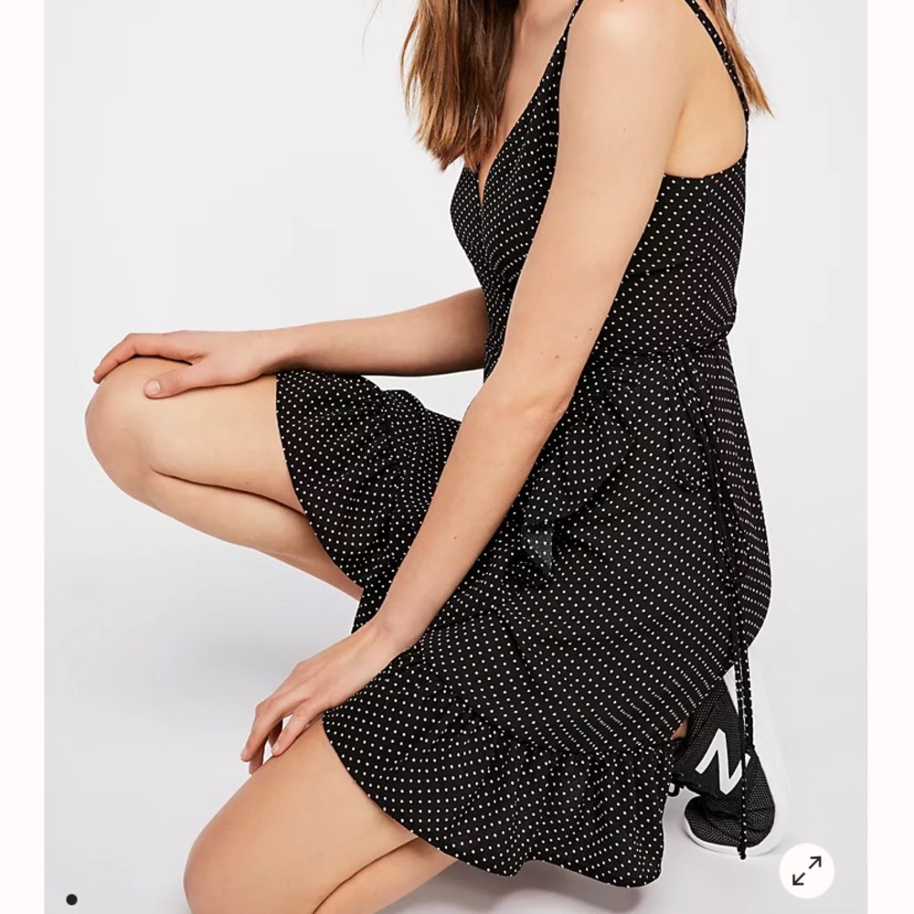 RARE 🌟Free People Polka Dot Ruffle Wrap Mini Dress in PINK - Size Small - Picture 5 of 6